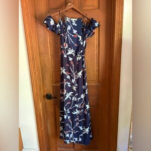 Lush Dark Blue Floral Maxi Dress